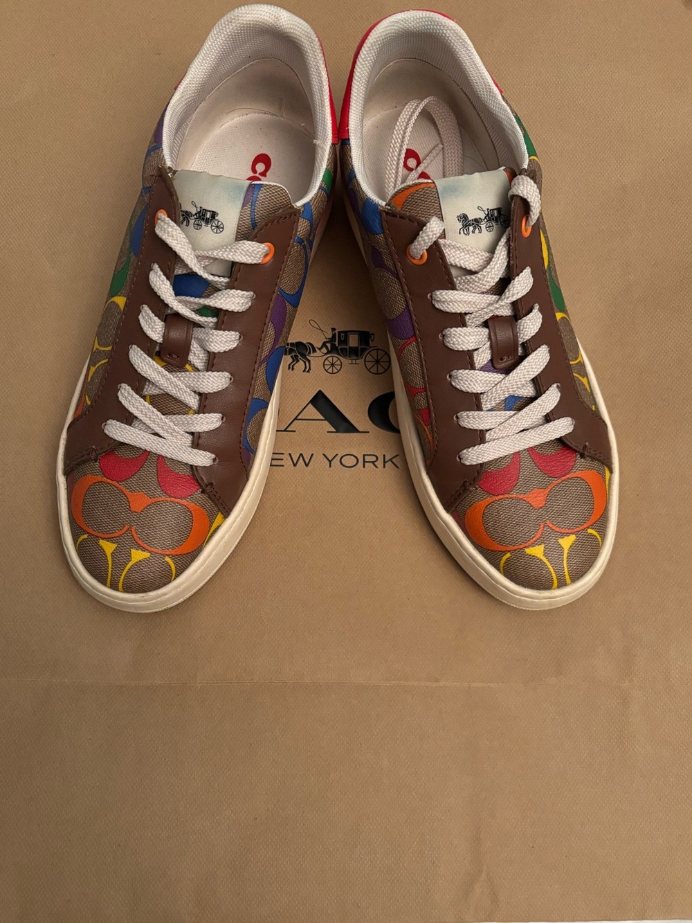 Coach Brown Multicolor Signature Low-Top Sneakers - Picture 2 of 7